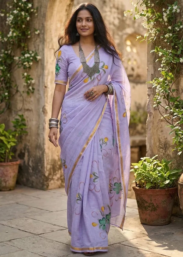 HAND_PRINT_SOFT_MUSLIN_COTTON_SAREE