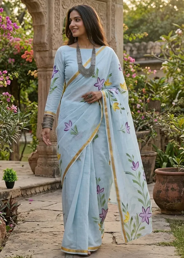 HAND_PRINT_SOFT_MUSLIN_COTTON_SAREE