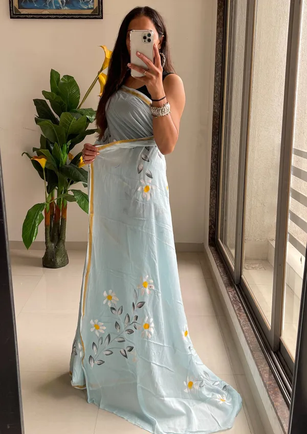 ORIGIN_HAND_PRINT_NATURAL_SKY_BLUE_COLOR_SAREE