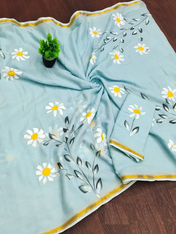 ORIGIN_HAND_PRINT_NATURAL_SKY_BLUE_COLOR_SAREE