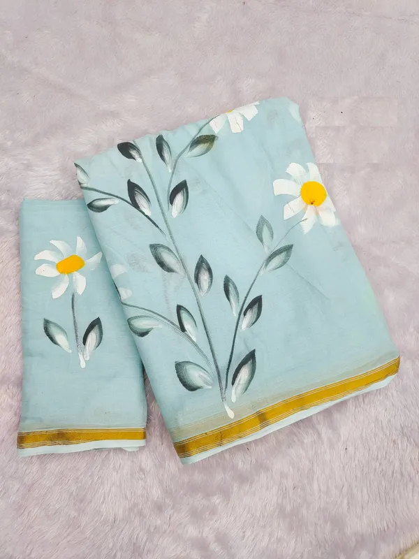 ORIGIN_HAND_PRINT_NATURAL_SKY_BLUE_COLOR_SAREE