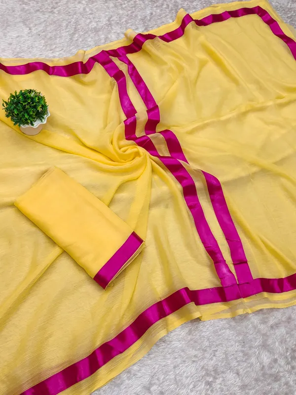 Pure_soft_sparkle_chiffon_Yellow__Saree