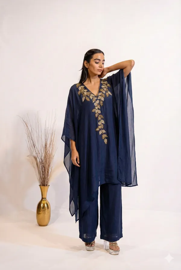 Navy_Blue_Hand-Embellished_Georgette_Co-Ord_Set_For_Women