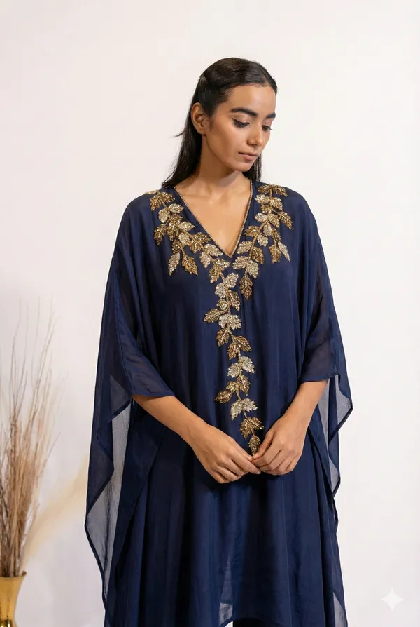 Navy_Blue_Hand-Embellished_Georgette_Co-Ord_Set_For_Women