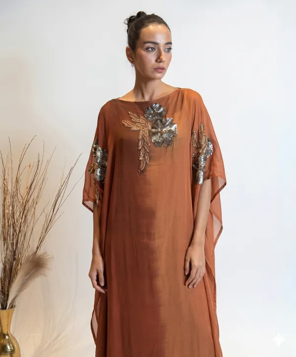 Amber_Bronze_Hand-Embroidered_Kaftan_Dress_For_Women