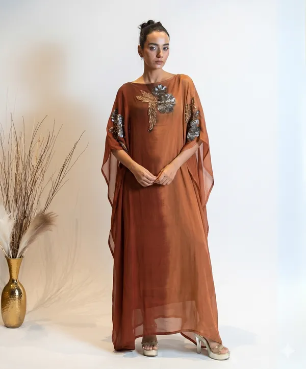 Amber_Bronze_Hand-Embroidered_Kaftan_Dress_For_Women