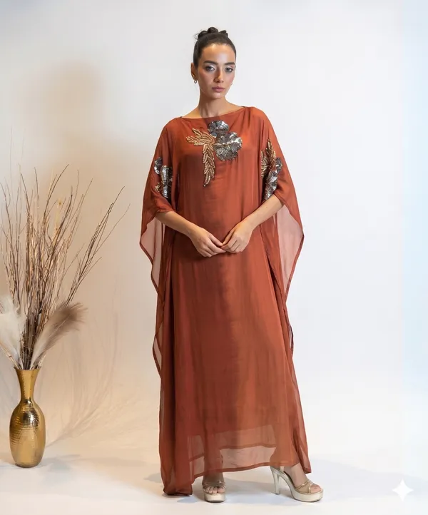 Amber_Bronze_Hand-Embroidered_Kaftan_Dress_For_Women