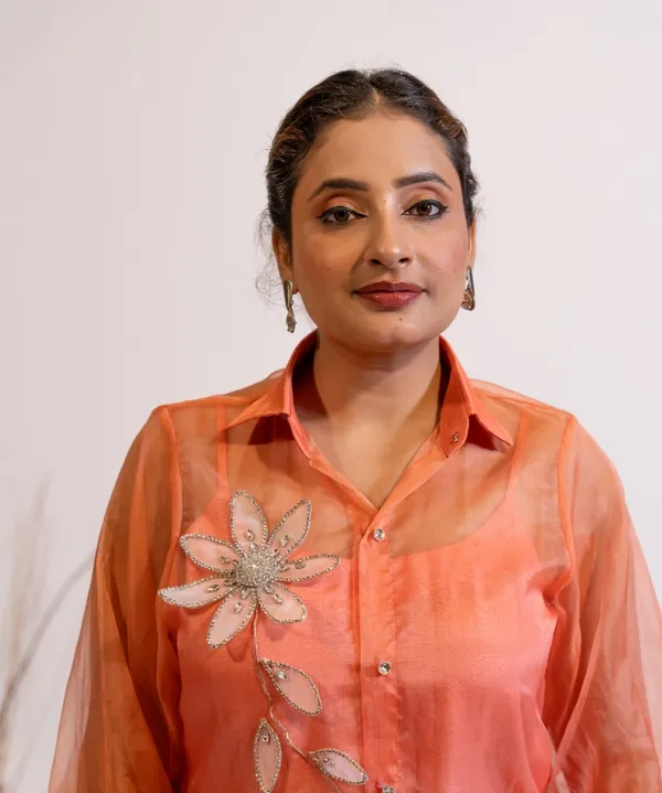 Peach_Coral_Organza_Shirt_With_Hand_Embellished_3D_Floral_Motifs_For_Women