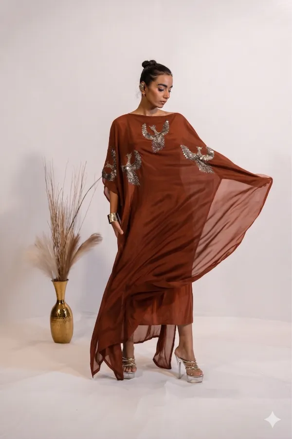 Burnt_Orange_Embellished_Kaftan_For_Women