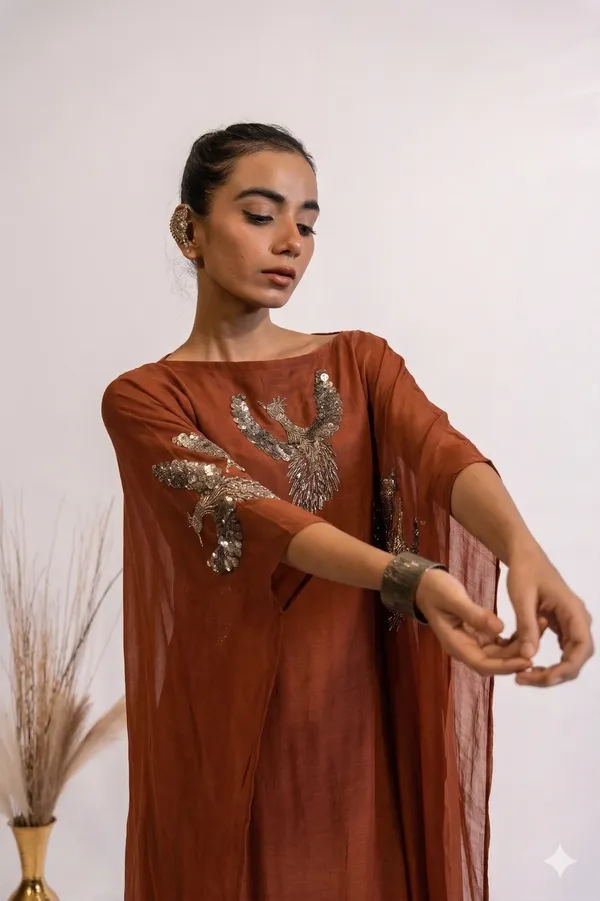 Burnt_Orange_Embellished_Kaftan_For_Women