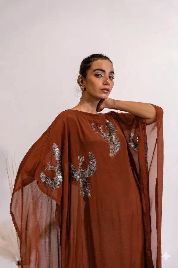 Burnt_Orange_Embellished_Kaftan_For_Women