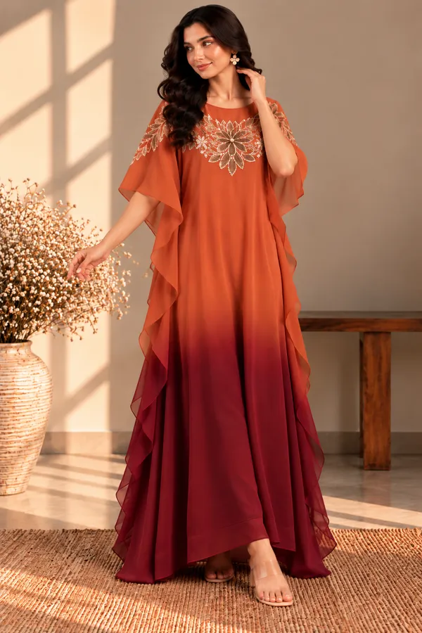 CARMINE_GLOW_FLORAL_EMBROIDERED_KAFTAN_DRESS_FOR_WOMEN
