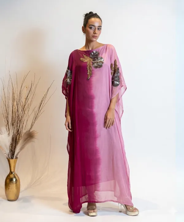 Fuchsia_Ombre_Silk_Kaftan_with_Zardosi_Floral_Embroidery_Dress_For_Women