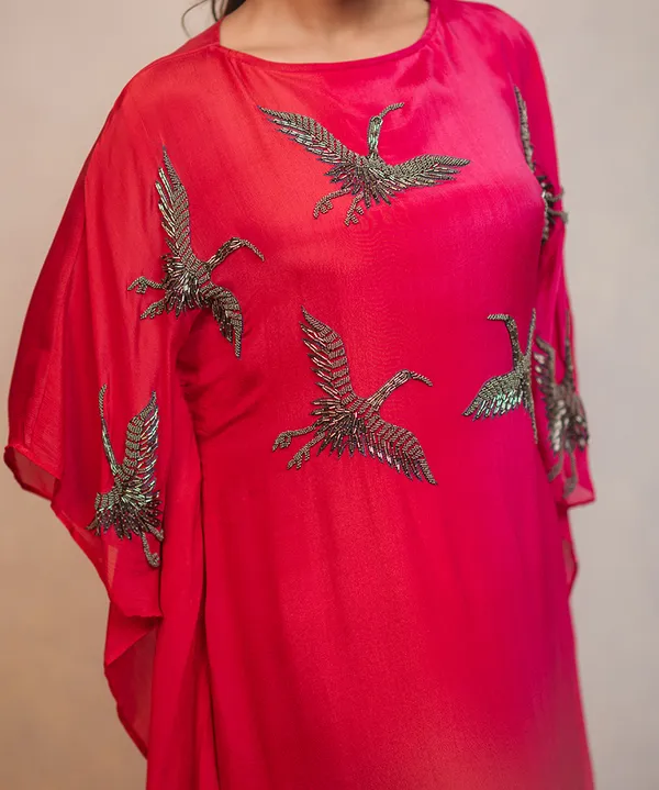 Fuchsia_Pink_Ombre_Embroidered_Dress_For_Women
