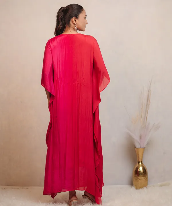 Fuchsia_Pink_Ombre_Embroidered_Dress_For_Women