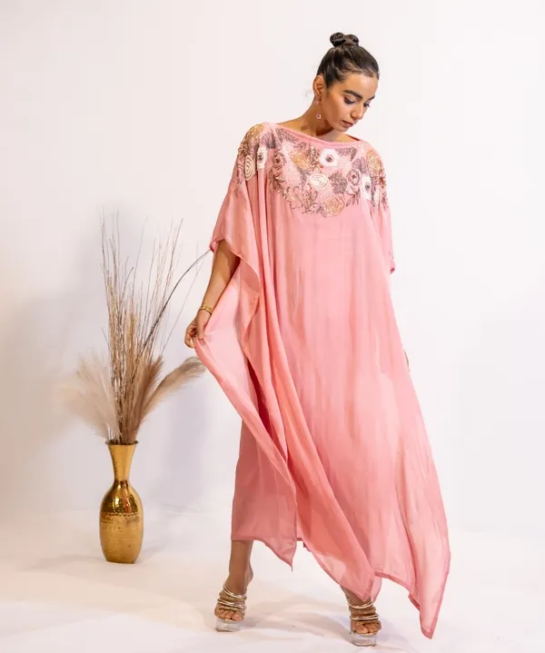 Blush_Pink_Sequined_&_Beaded_Kaftan_Dress_For_Women