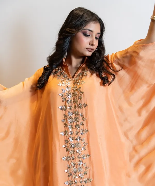 Apricot_Orange_Embroidered_Co-Ord_Set_With_Flared_Top_For_Women