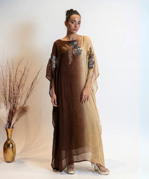 Mocha_Brown_and_Champagne_Gradient_Kaftan_Dress_For_Women