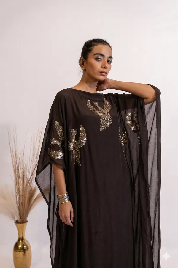 Midnight_Cacao_Embellished_Kaftan_For_Women