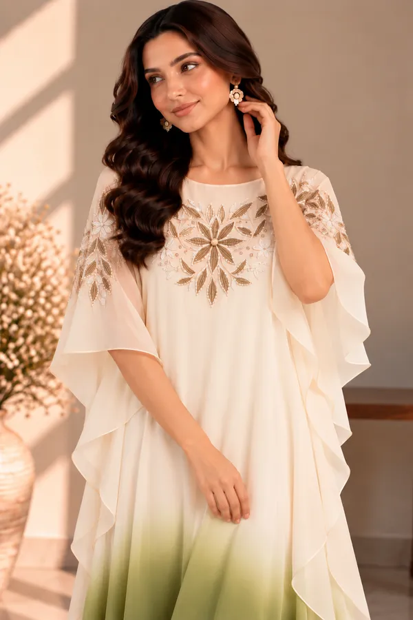 OLIVINE_FLORAL_EMBROIDERED_KAFTAN_DRESS_FOR_WOMEN