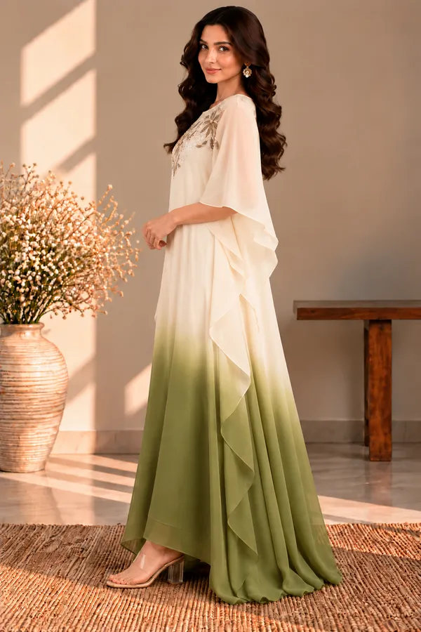 OLIVINE_FLORAL_EMBROIDERED_KAFTAN_DRESS_FOR_WOMEN