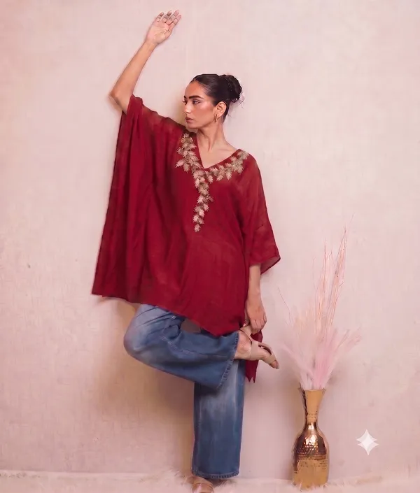 Royal_Indigo_Cape_Tunic_Kaftan_Top_For_Women