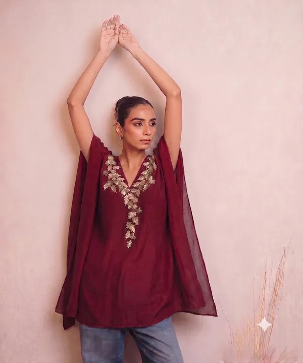 Royal_Indigo_Cape_Tunic_Kaftan_Top_For_Women