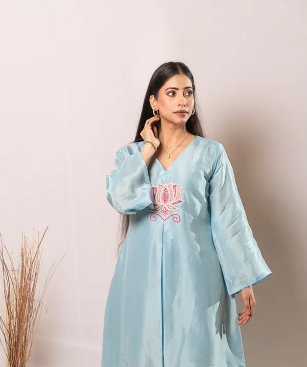 Azure_Lotus_??Handcrafted_Upada_Silk_Co-ord_Set