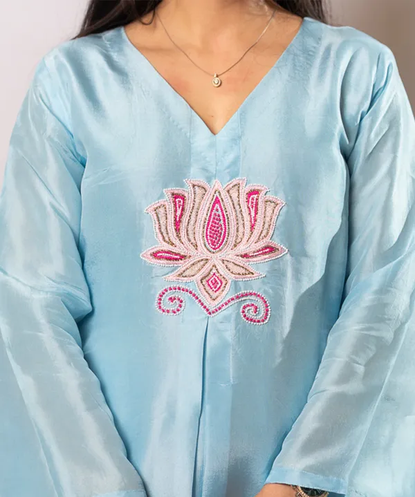 Azure_Lotus_??Handcrafted_Upada_Silk_Co-ord_Set