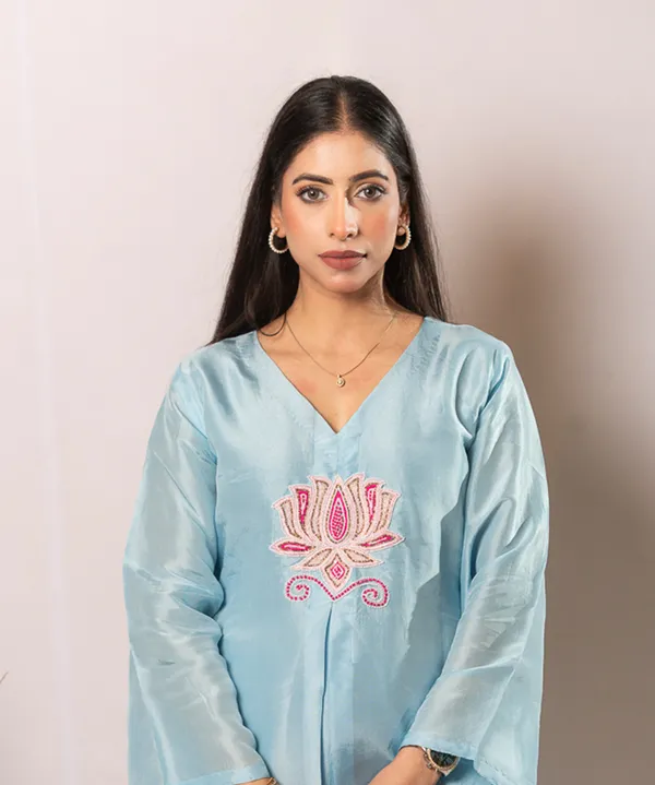 Azure_Lotus_??Handcrafted_Upada_Silk_Co-ord_Set