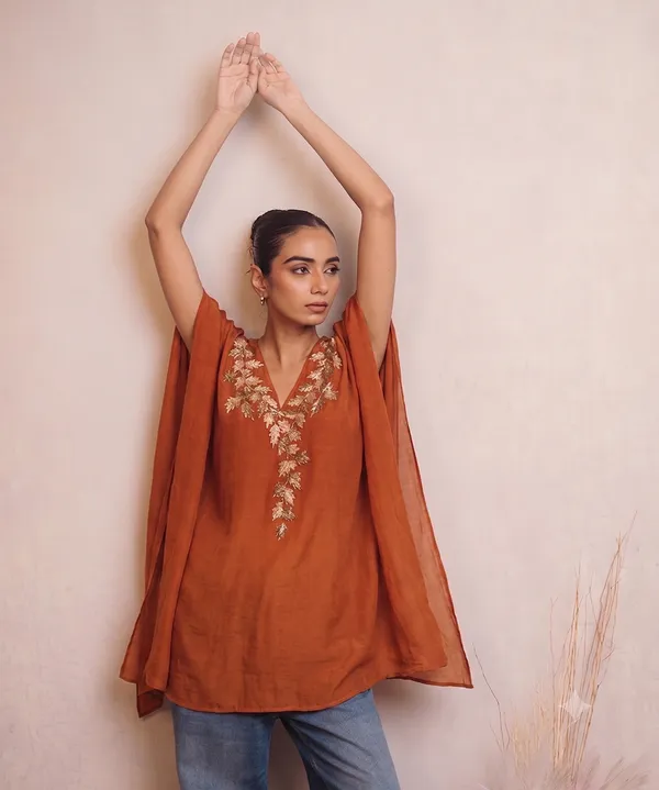 Sunset_Terracotta_Hand-Embroidered_Kaftan_Tunic_Top