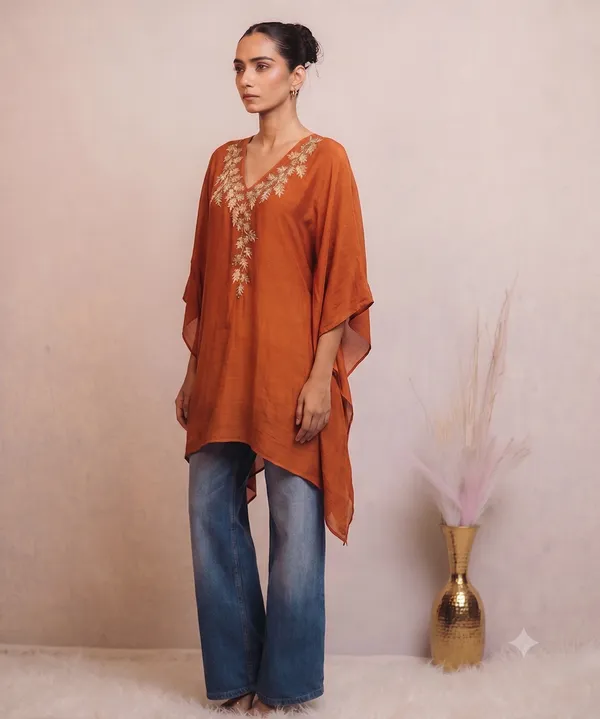 Sunset_Terracotta_Hand-Embroidered_Kaftan_Tunic_Top