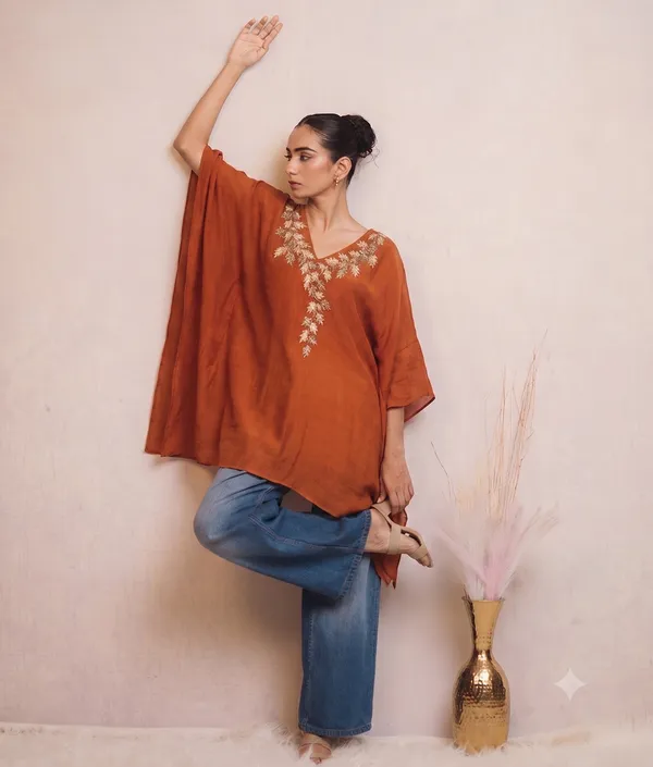 Sunset_Terracotta_Hand-Embroidered_Kaftan_Tunic_Top