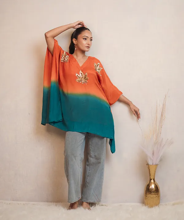 Sunset_Teal_Ombre_Kaftan_Top