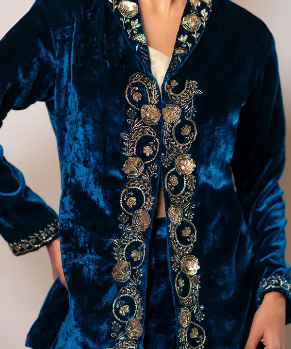 Teal_Blue_Reverie_Velvet_Power_Co-ord