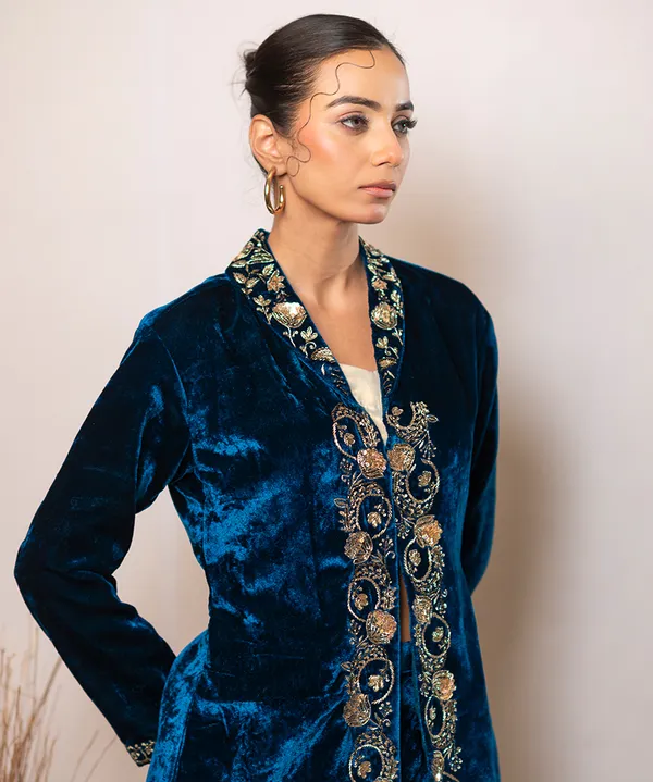 Teal_Blue_Reverie_Velvet_Power_Co-ord