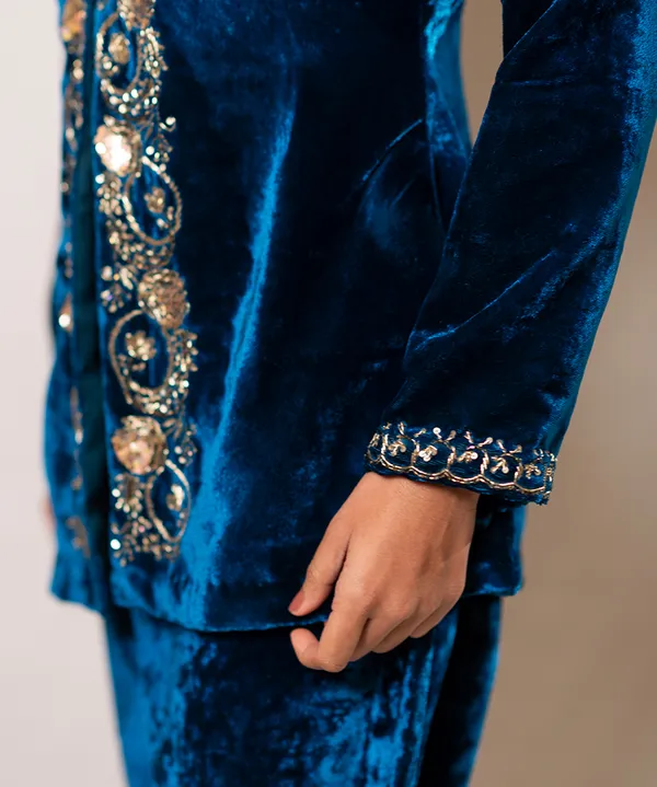 Teal_Blue_Reverie_Velvet_Power_Co-ord