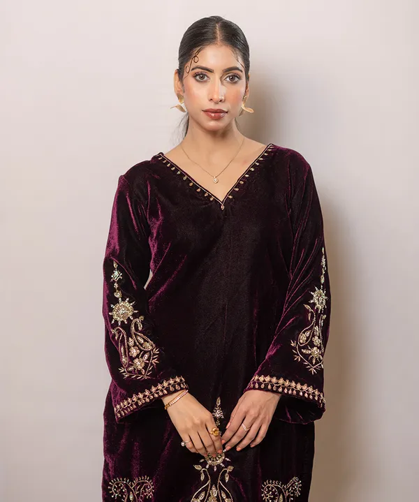 Deep_Wine_Velvet_Zardosi_Co-ord_Set