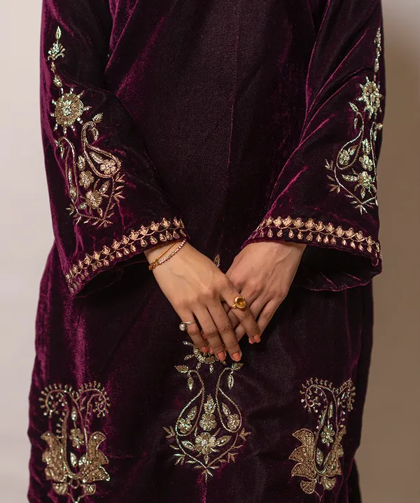 Deep_Wine_Velvet_Zardosi_Co-ord_Set