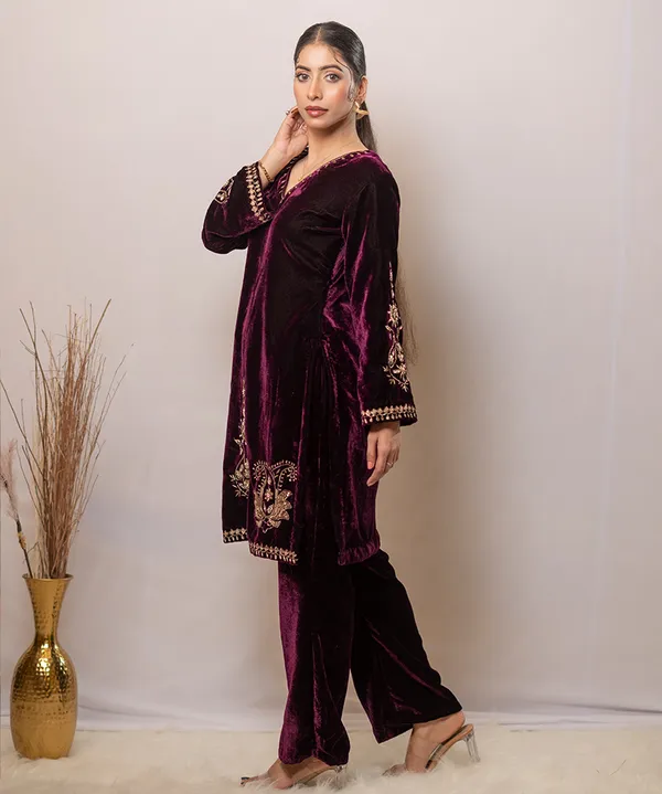 Deep_Wine_Velvet_Zardosi_Co-ord_Set