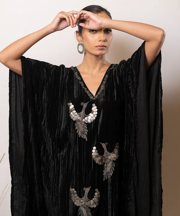 Midnight_Flight_Black_Velvet_Kaftan_Dress