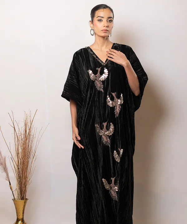 Midnight_Flight_Black_Velvet_Kaftan_Dress