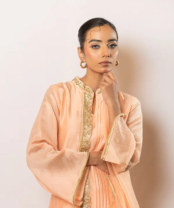 Peach_Lumi?re_Chanderi_Silk_Kurta_Set