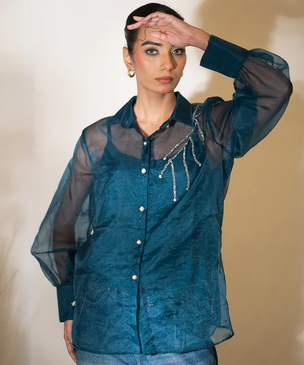 Deep_Midnight_Blue_Hand-Embellished_Organza_Shirt