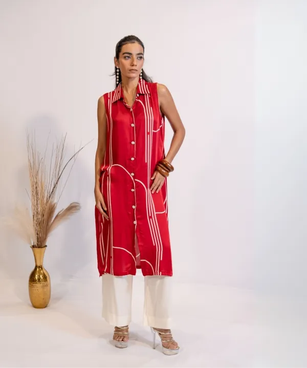 Cherry_Red_Buttoned_Down_Co-Ord_Set_For_Women