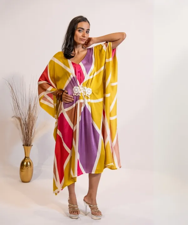Sunshine_Splash_Abstract_Print_Kaftan_Dress_For_Women