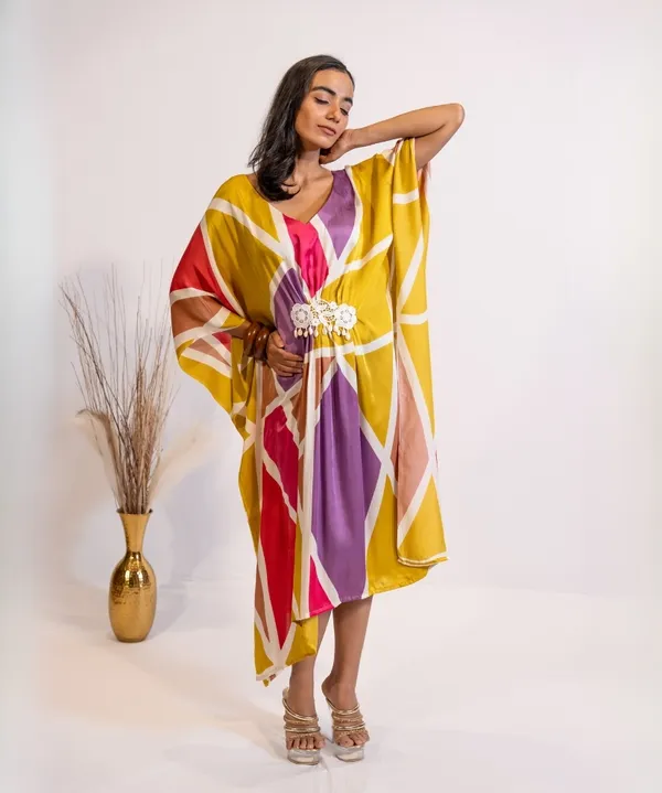 Sunshine_Splash_Abstract_Print_Kaftan_Dress_For_Women