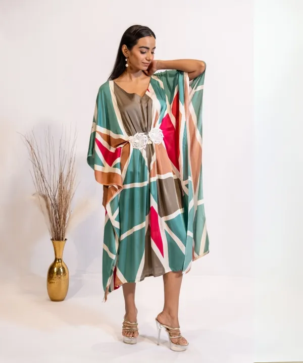 Bold_Abstract_Satin_Kaftan_Dress_For_Women