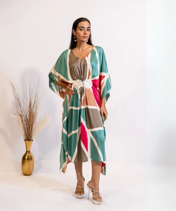 Bold_Abstract_Satin_Kaftan_Dress_For_Women