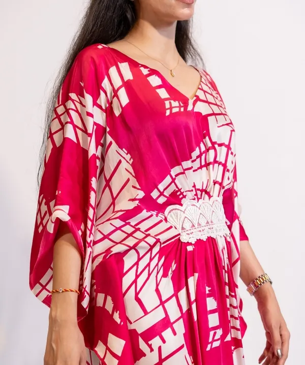Fuchsia_Pink_Abstract_Kaftan_Dress_For_Women